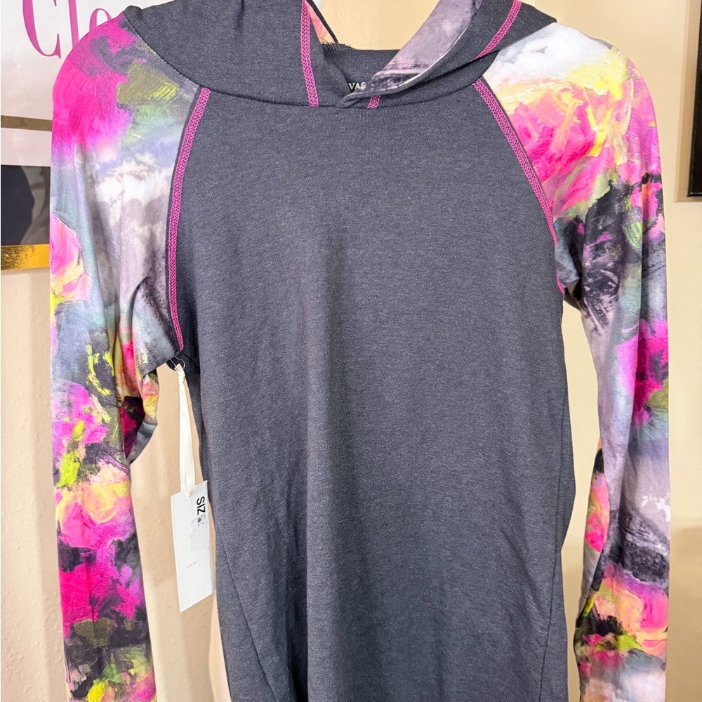 Charcoal Hoodie‎ with Colorful Sleeves
